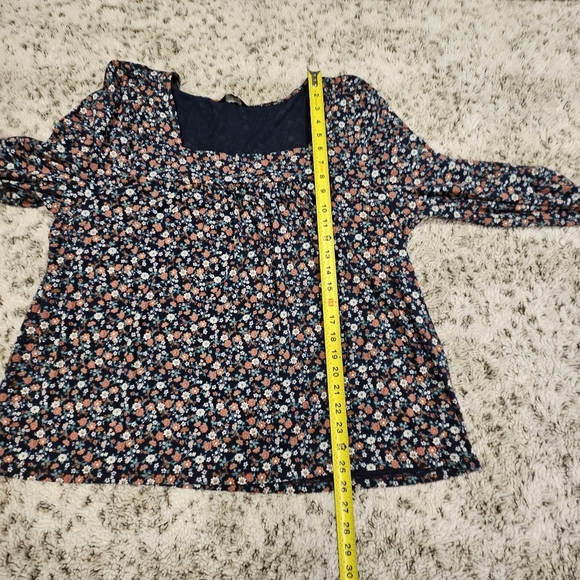 Lucky Brand SZ XXL Loose Flowy Milkmaid Ditsy Floral Elastic Cuff Peasant Top - Picture 12 of 14